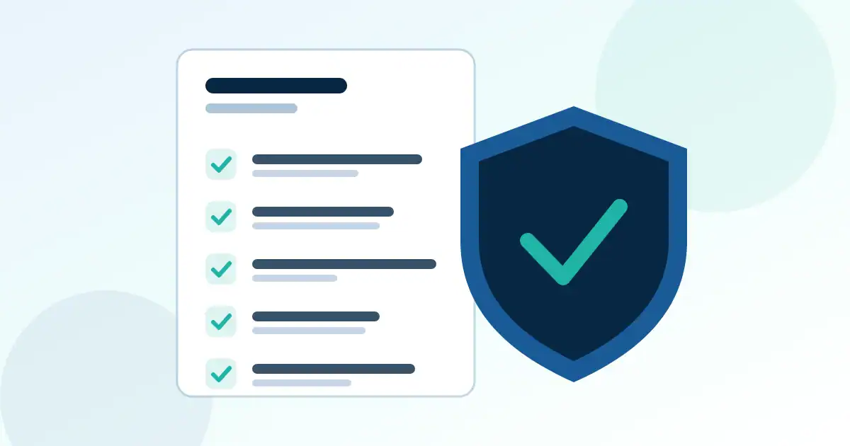 Checkliste mit Häkchen neben einem Schutzschild für den WordPress Wartungsvertrag